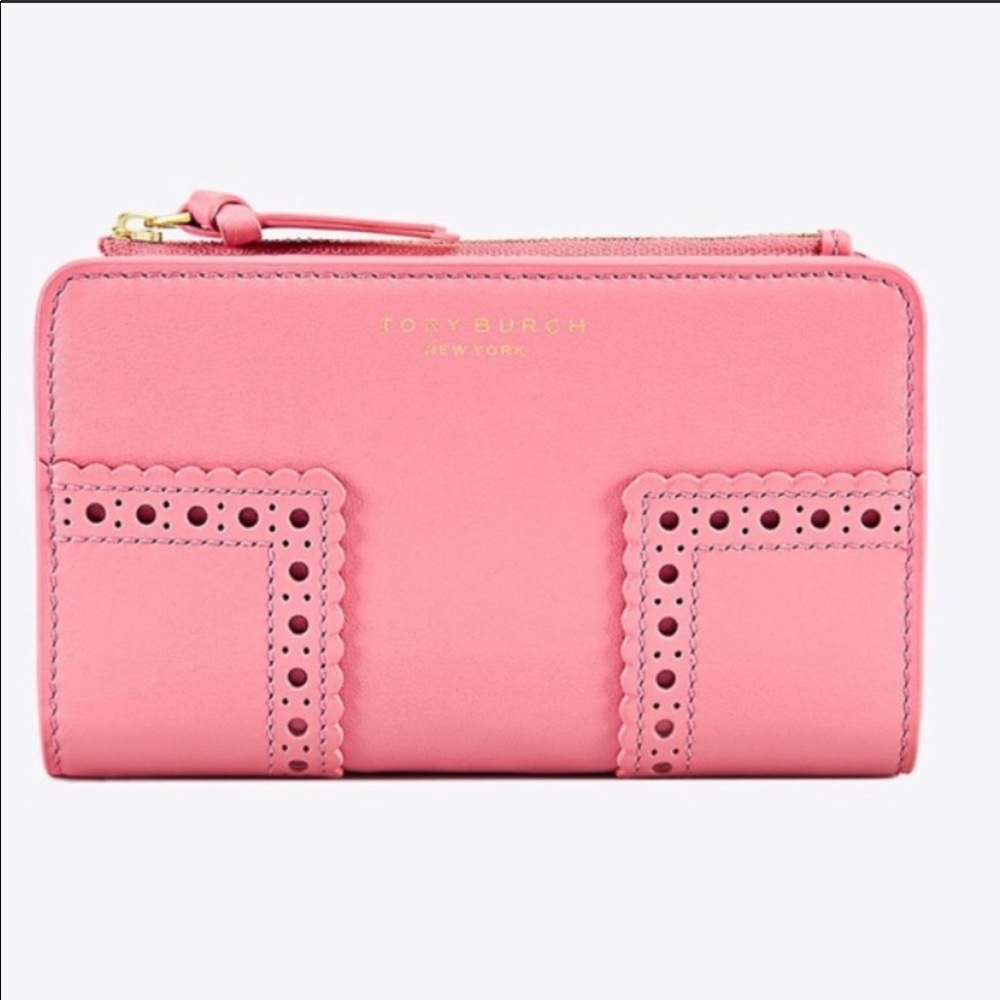 Tory Burch Block T Brogue smartphone pink wallet